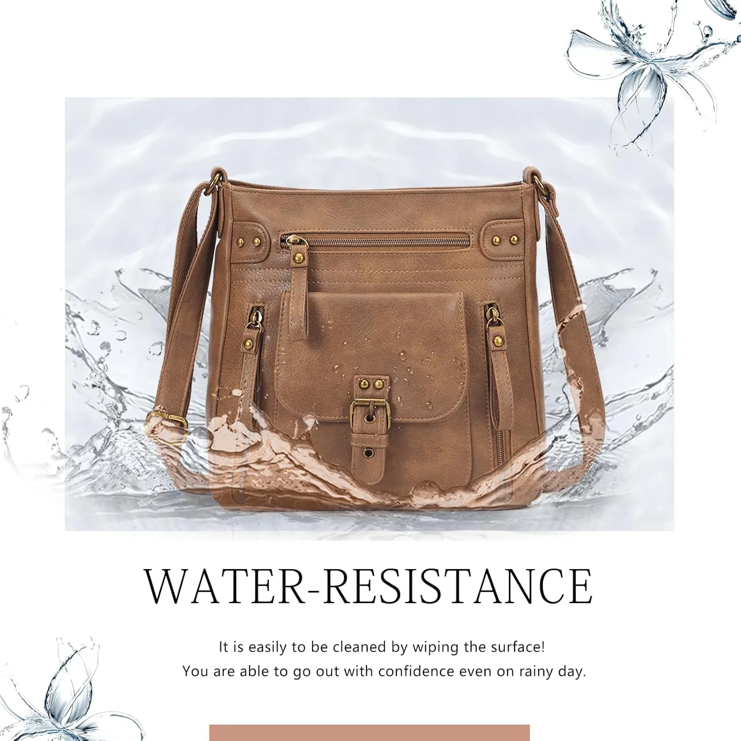 KL928 Crossbody Bags for Women, Multi Pocket Shoulder Bags, Medium PU Leather Cross Body Purses