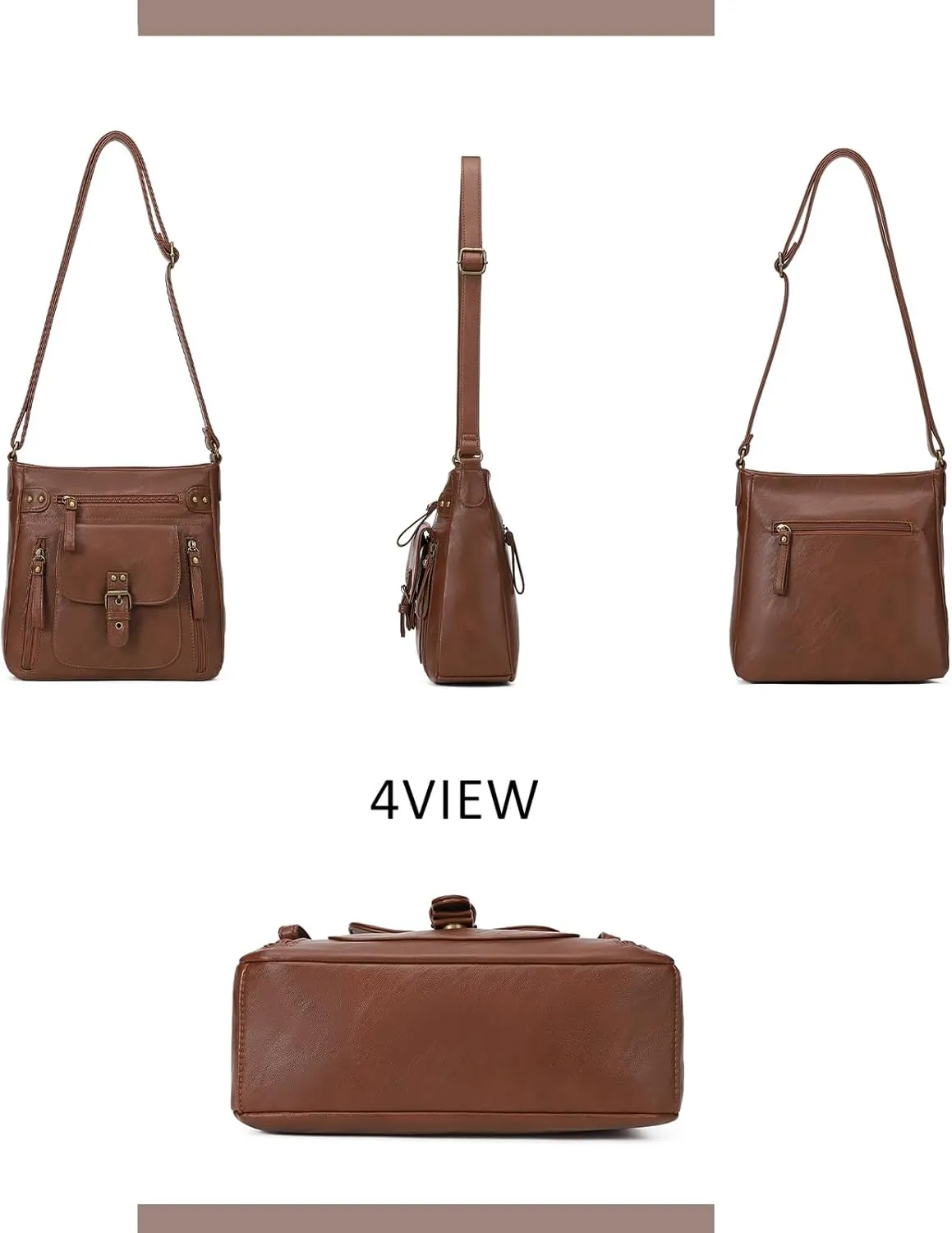 KL928 Crossbody Bags for Women, Multi Pocket Shoulder Bags, Medium PU Leather Cross Body Purses