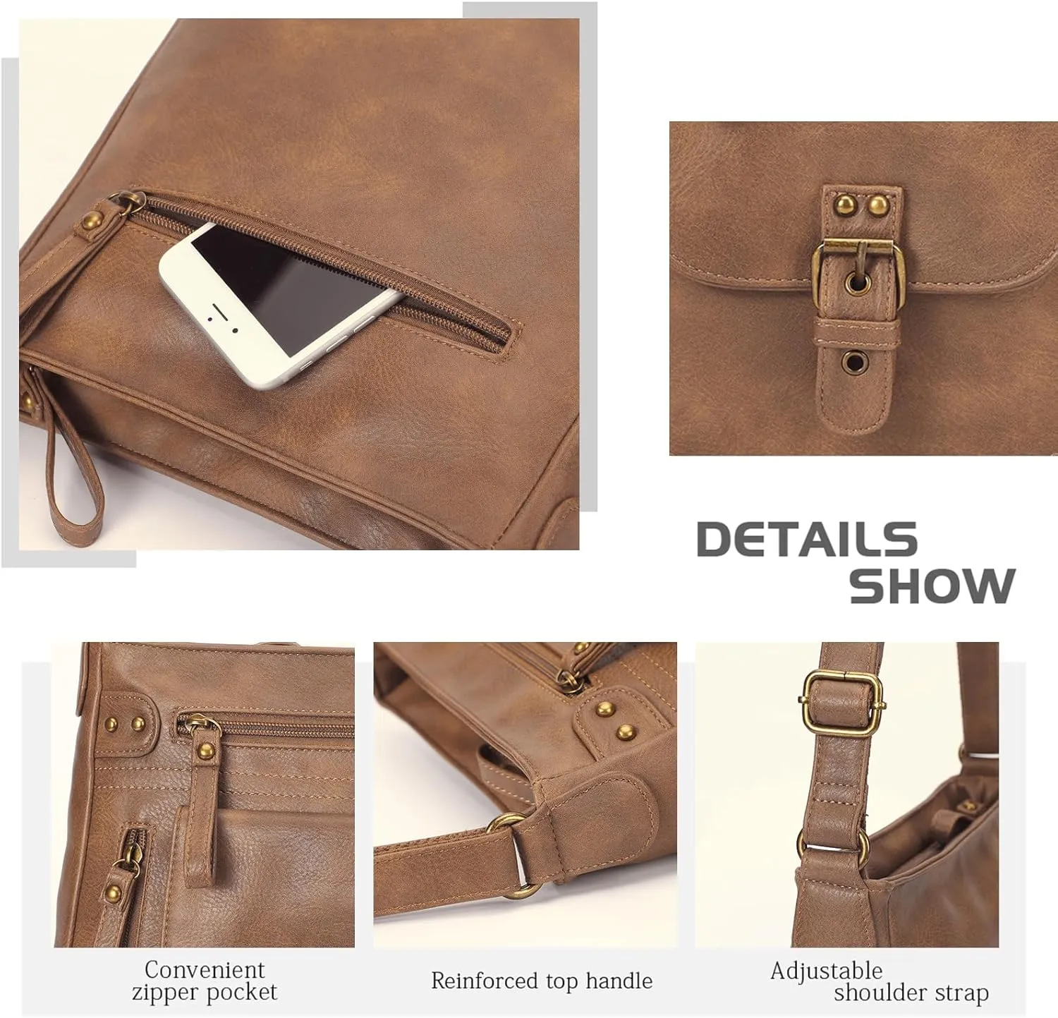 KL928 Crossbody Bags for Women, Multi Pocket Shoulder Bags, Medium PU Leather Cross Body Purses