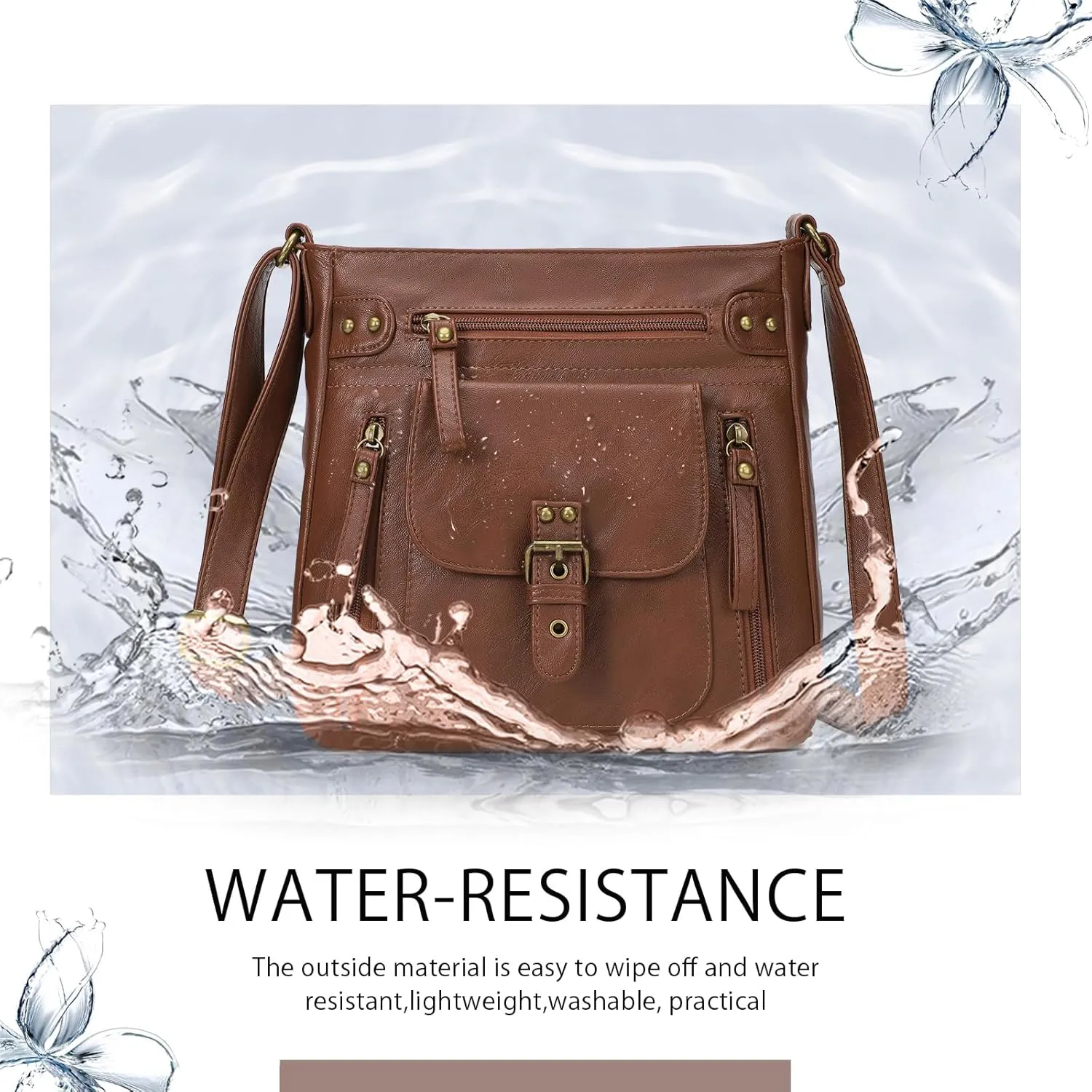 KL928 Crossbody Bags for Women, Multi Pocket Shoulder Bags, Medium PU Leather Cross Body Purses