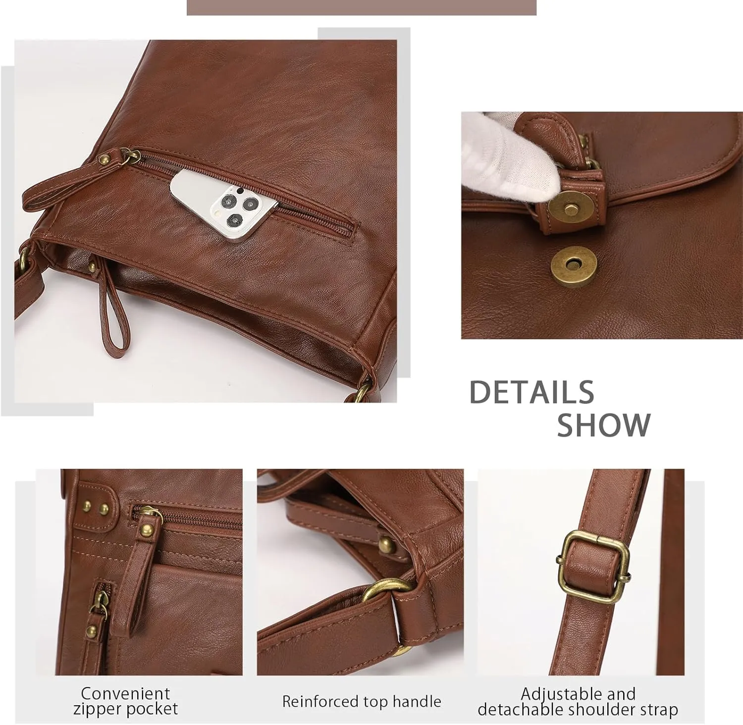 KL928 Crossbody Bags for Women, Multi Pocket Shoulder Bags, Medium PU Leather Cross Body Purses