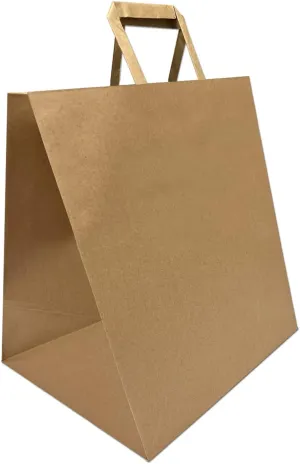 Kraft Paper Bags with Flat flat handles 14x10x15.75 inches Perfect for Gift Bags, Fashion Bags, Shopping Bags, Party Bags, Storage bags, Retail Bags and More, Reusable, Eco-friendly and Sustainable (1410FB 200C)
