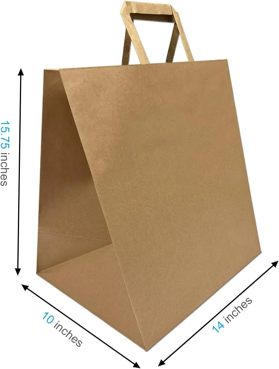 Kraft Paper Bags with Flat flat handles 14x10x15.75 inches Perfect for Gift Bags, Fashion Bags, Shopping Bags, Party Bags, Storage bags, Retail Bags and More, Reusable, Eco-friendly and Sustainable (1410FB 200C)