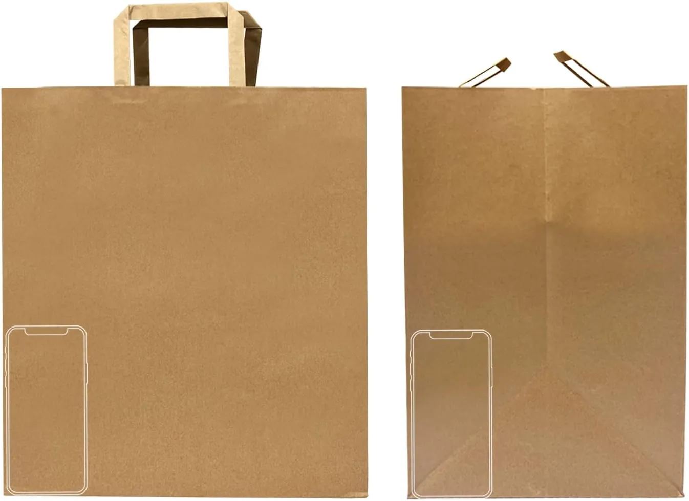 Kraft Paper Bags with Flat flat handles 14x10x15.75 inches Perfect for Gift Bags, Fashion Bags, Shopping Bags, Party Bags, Storage bags, Retail Bags and More, Reusable, Eco-friendly and Sustainable (1410FB 200C)