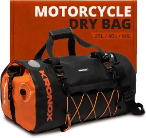 KRONOX Motorcycle Duffel Bag Waterproof, 60L Black – Durable Motorcycle Luggage & Saddle Bags. Back Seat Dry Bag for Travel, Commute & Dirt Bike Gear