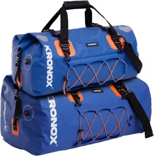 KRONOX Waterproof Duffle Bag for Motorcycle Back Seat - Blue Bundle (40 & 60 Liters) Ultimate Gear for Riders