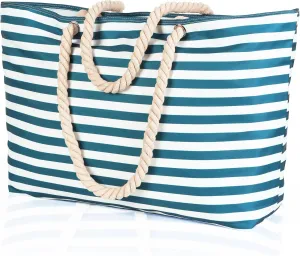 KUAK Beach Bags for Women Extra Large Beach Tote Bag with Top Zipper, 3 Inner Pockets Waterproof Sandproof Swim Pool Bag