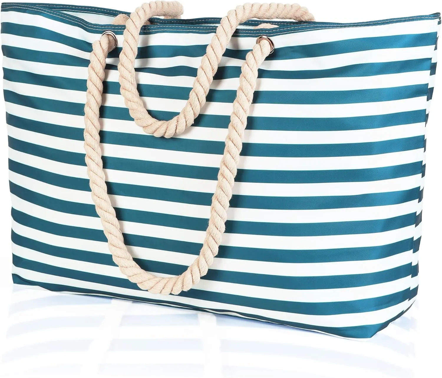 KUAK Beach Bags for Women Extra Large Beach Tote Bag with Top Zipper, 3 Inner Pockets Waterproof Sandproof Swim Pool Bag
