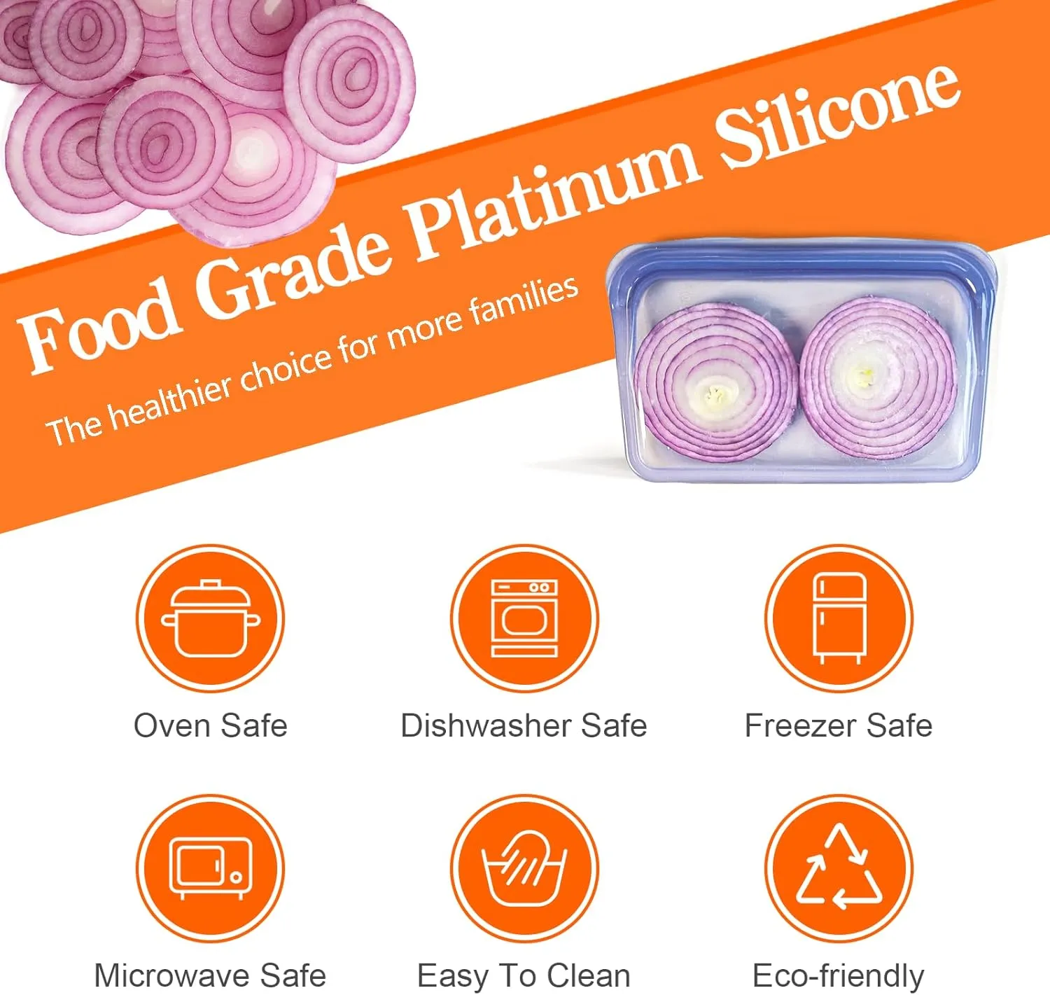 KVK Platinum Silicone Reusable food storage Bags Multipack - 12 Pcs clear freezer storage containers, Double Lock Seal Leakproof reusable snack bags- Oven Dishwasher Freezer Safe - Mix Dark Color