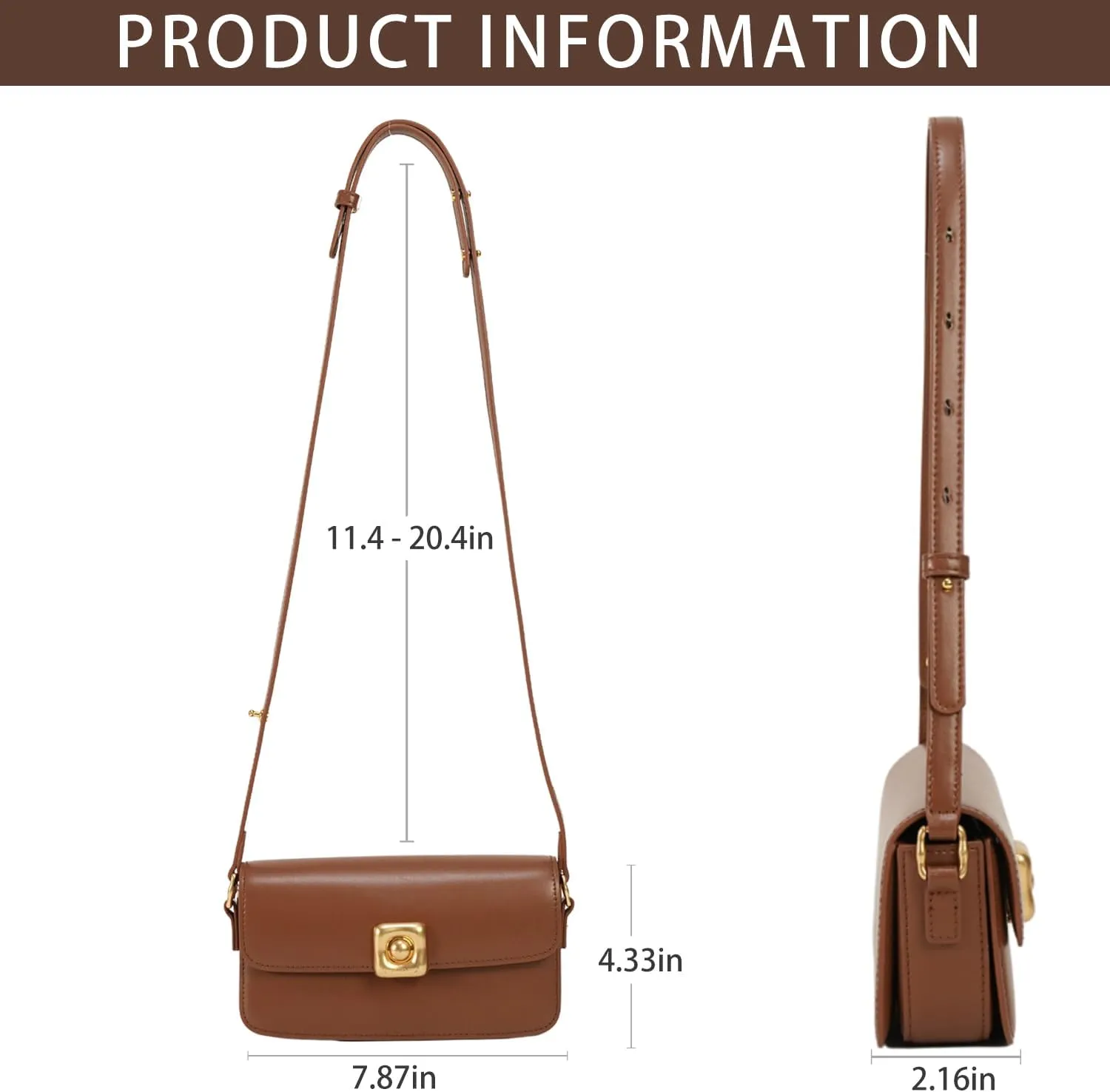 LA FESTIN Leather Crossbody Bags for Women, Designer Adjustable Strap Shoulder Bag