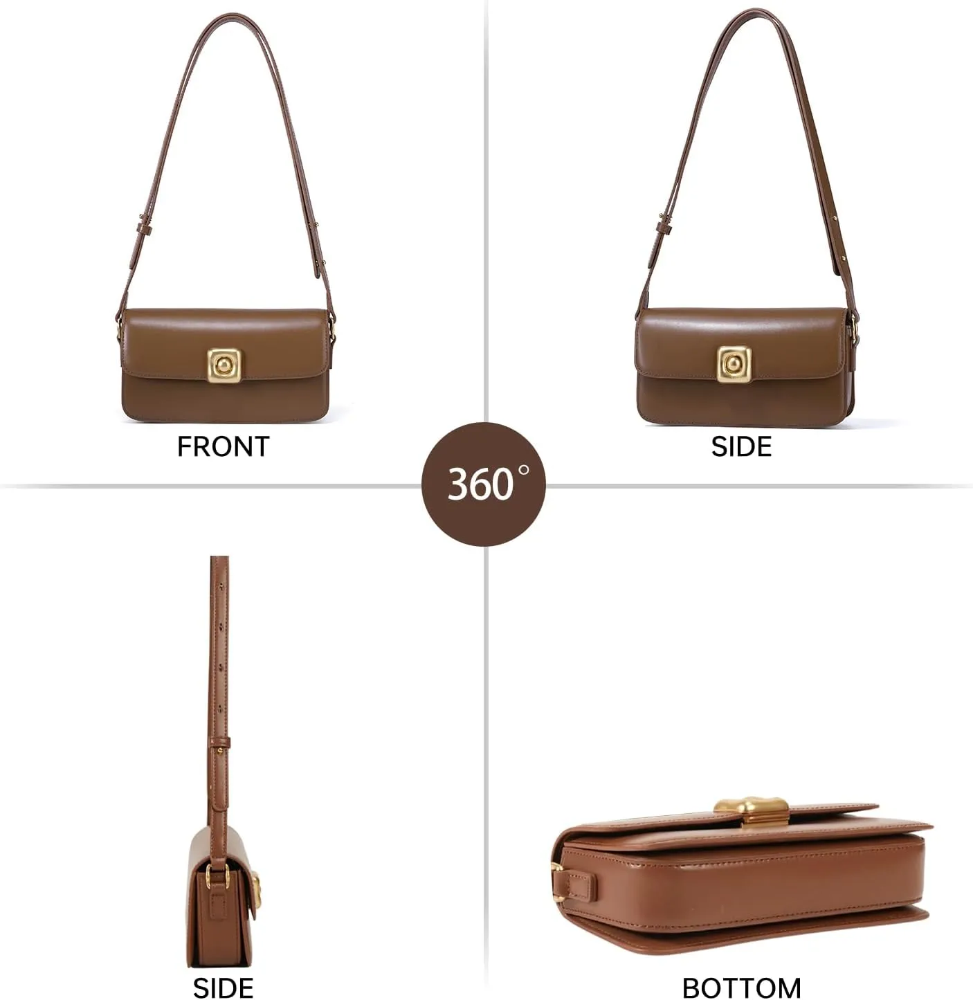 LA FESTIN Leather Crossbody Bags for Women, Designer Adjustable Strap Shoulder Bag