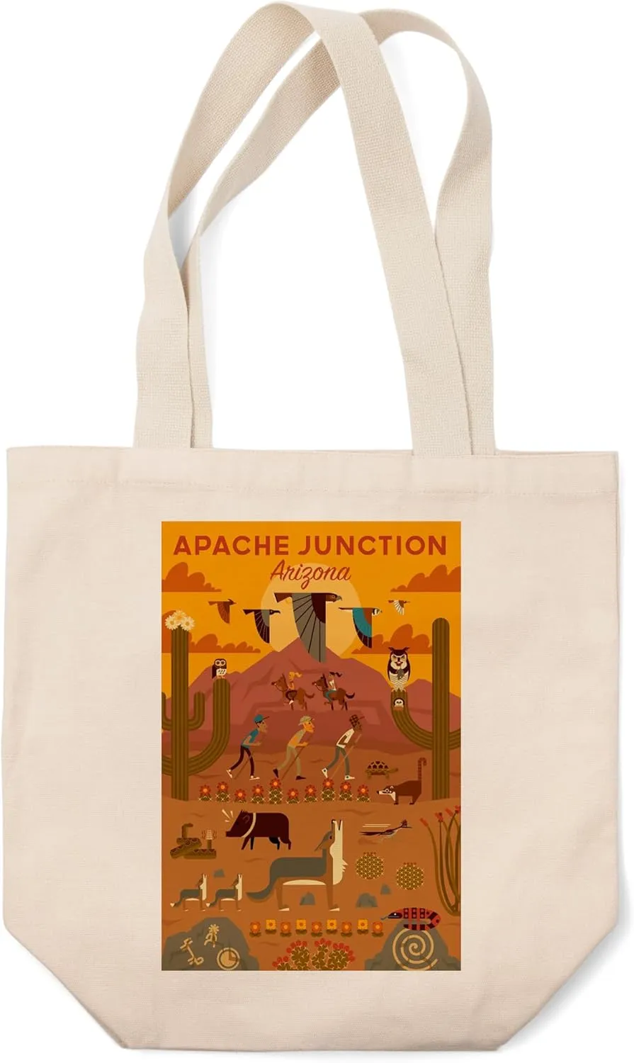 Lantern Press Apache Junction, Arizona, Geometric (100% Cotton Canvas Reusable Tote Bag)