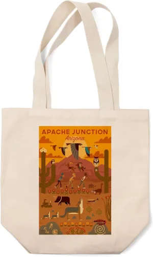 Lantern Press Apache Junction, Arizona, Geometric (100% Cotton Canvas Reusable Tote Bag)