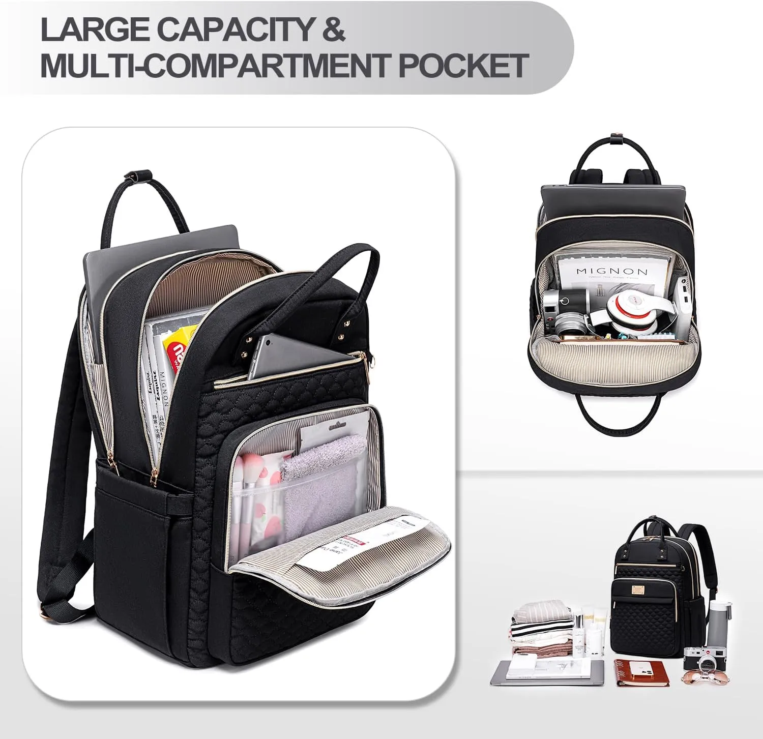 Laptop Backpack for Women,15.6 Inch Laptop Backpack for Work,Water Resistant Travel Backpack,College Bookbag with Wallet