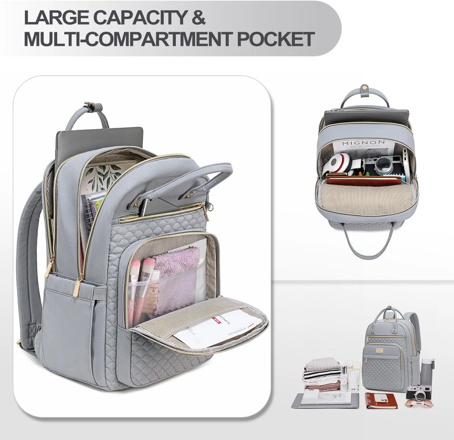 Laptop Backpack for Women,15.6 Inch Laptop Backpack for Work,Water Resistant Travel Backpack,College Bookbag with Wallet