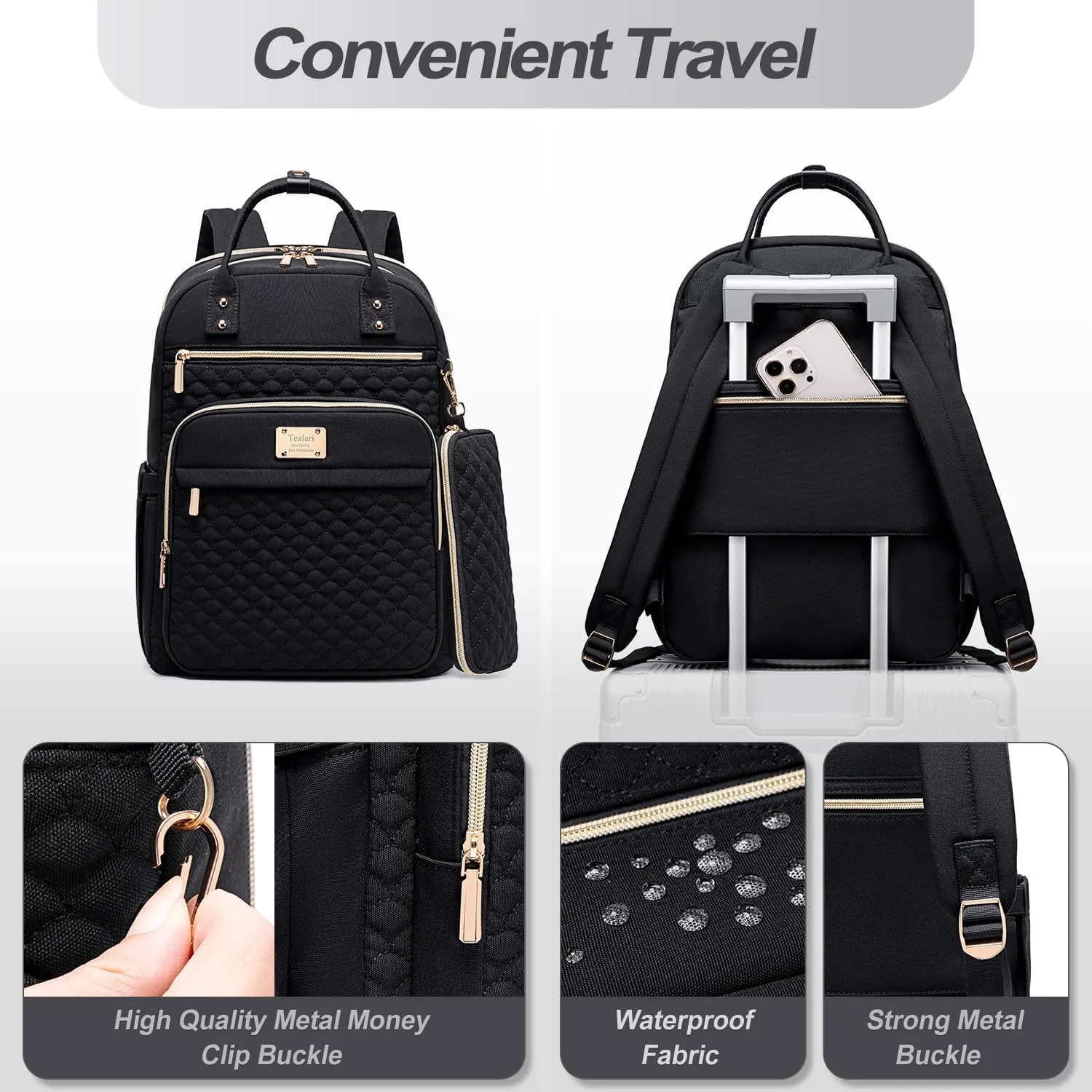 Laptop Backpack for Women,15.6 Inch Laptop Backpack for Work,Water Resistant Travel Backpack,College Bookbag with Wallet