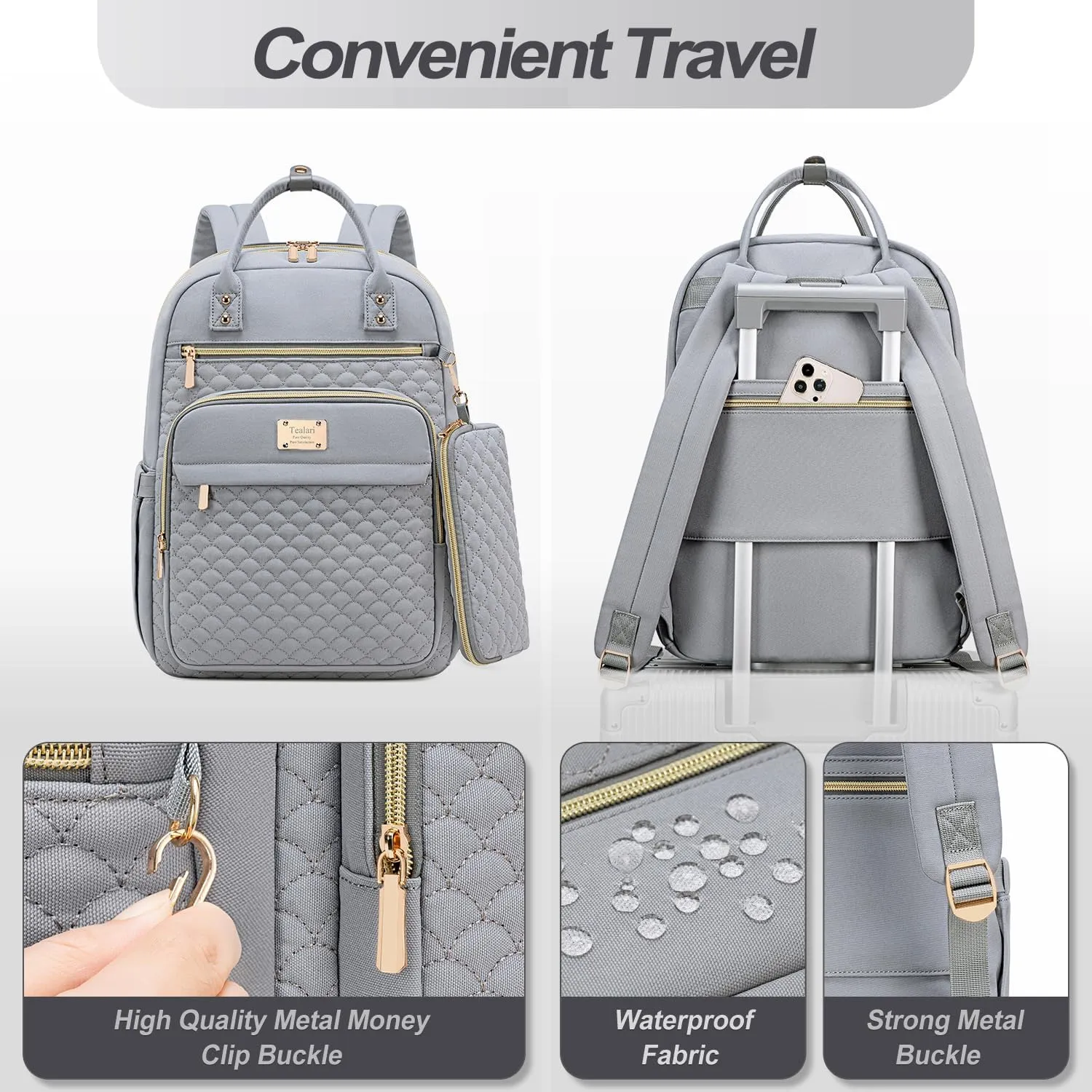 Laptop Backpack for Women,15.6 Inch Laptop Backpack for Work,Water Resistant Travel Backpack,College Bookbag with Wallet