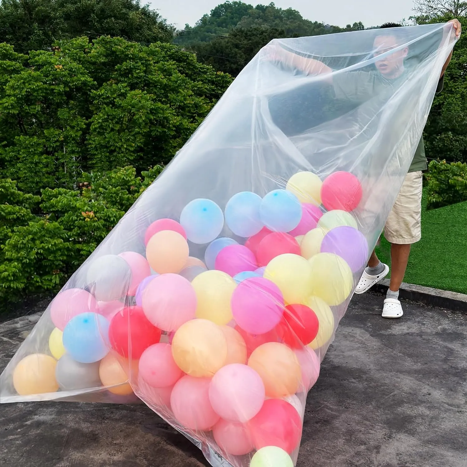 Large balloon bags(10 Pcs), balloon transport and ransparent giant storage bags 59x98 inches(5pcs) 47x59 inches(5pcs)