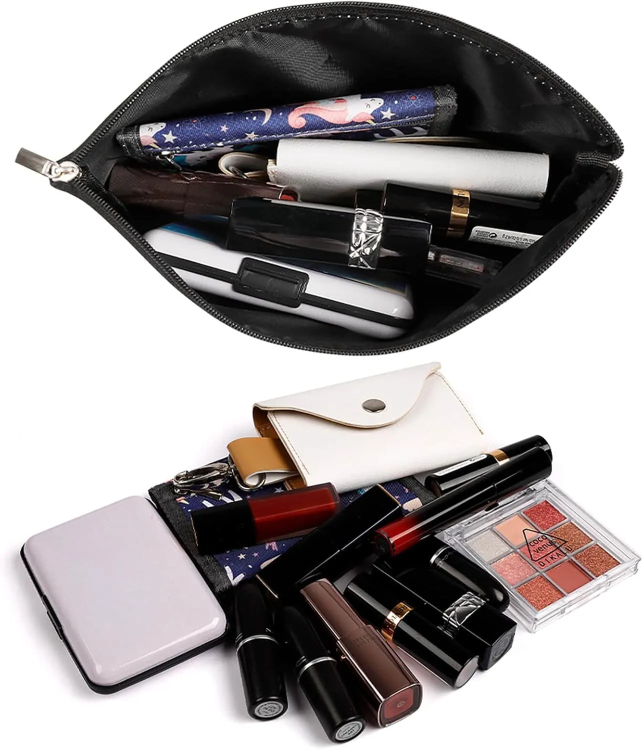 Large Capacity Makeup Bags for Women Portable Leather with Zipper Travelling Makeup Bag Basketball in Fire Printed