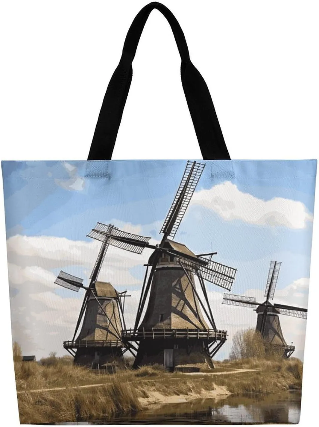 Large Capacity Shopping Bag Vintage Leopard Flower Canvas Grocery Bags Foldable Tote Bag