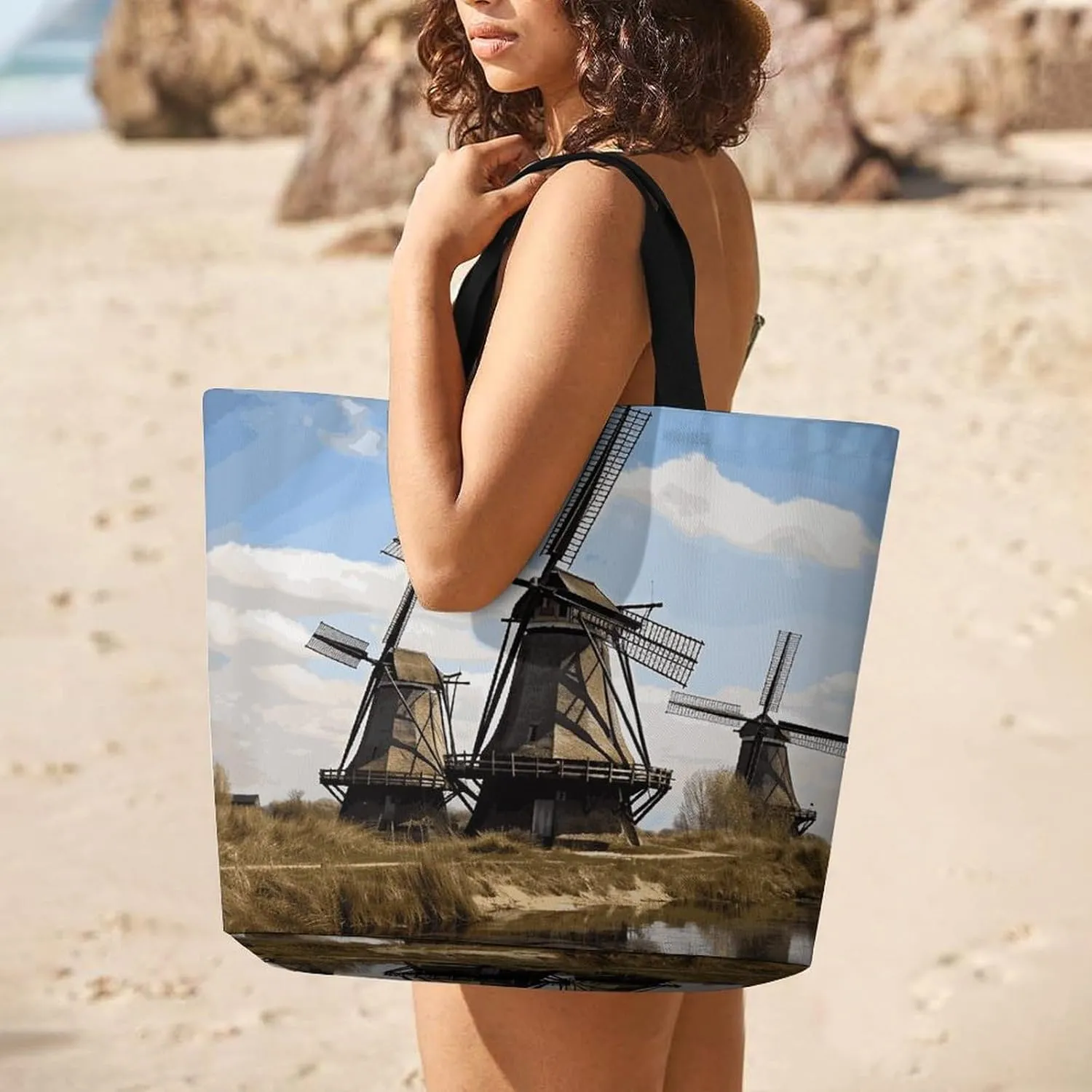 Large Capacity Shopping Bag Vintage Leopard Flower Canvas Grocery Bags Foldable Tote Bag