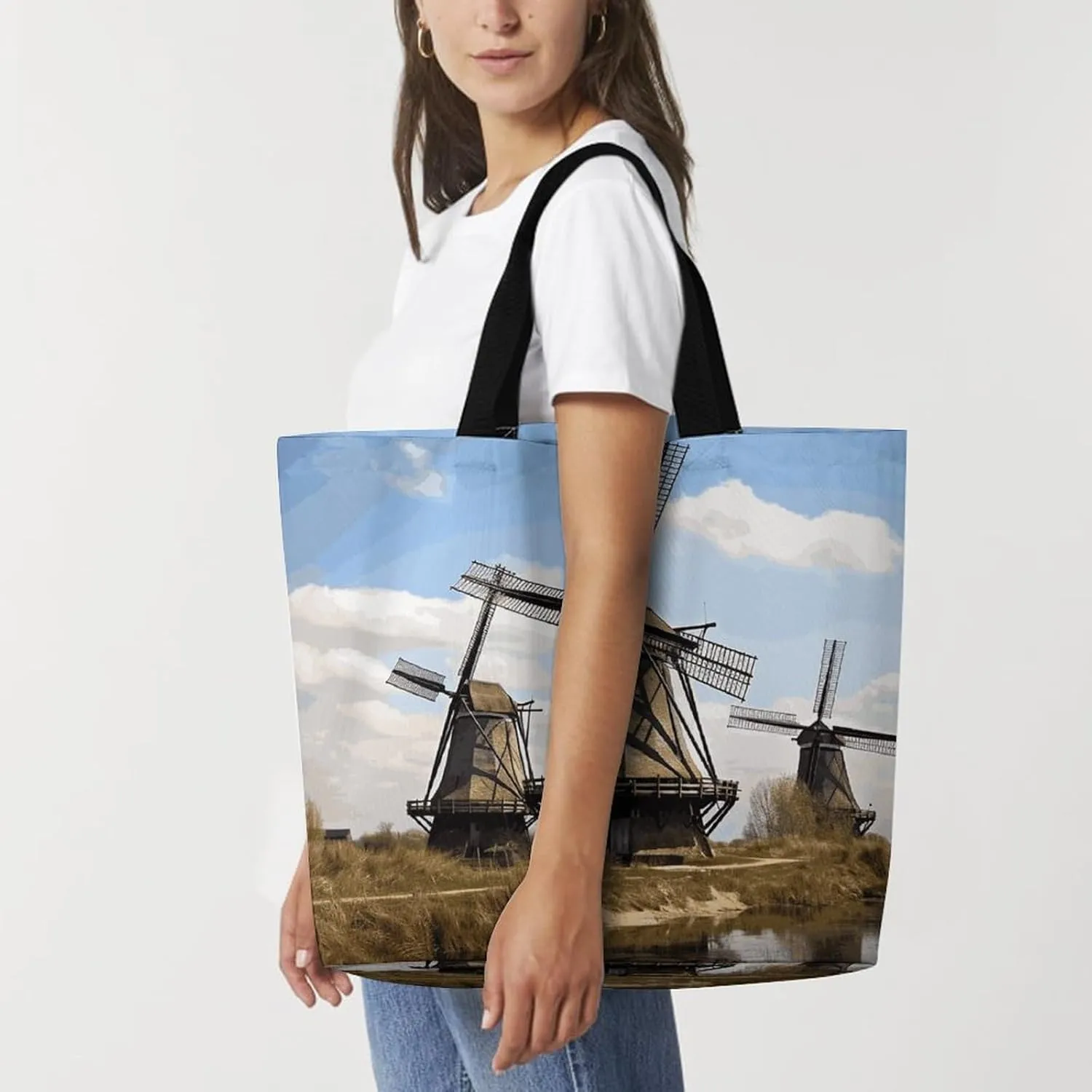 Large Capacity Shopping Bag Vintage Leopard Flower Canvas Grocery Bags Foldable Tote Bag