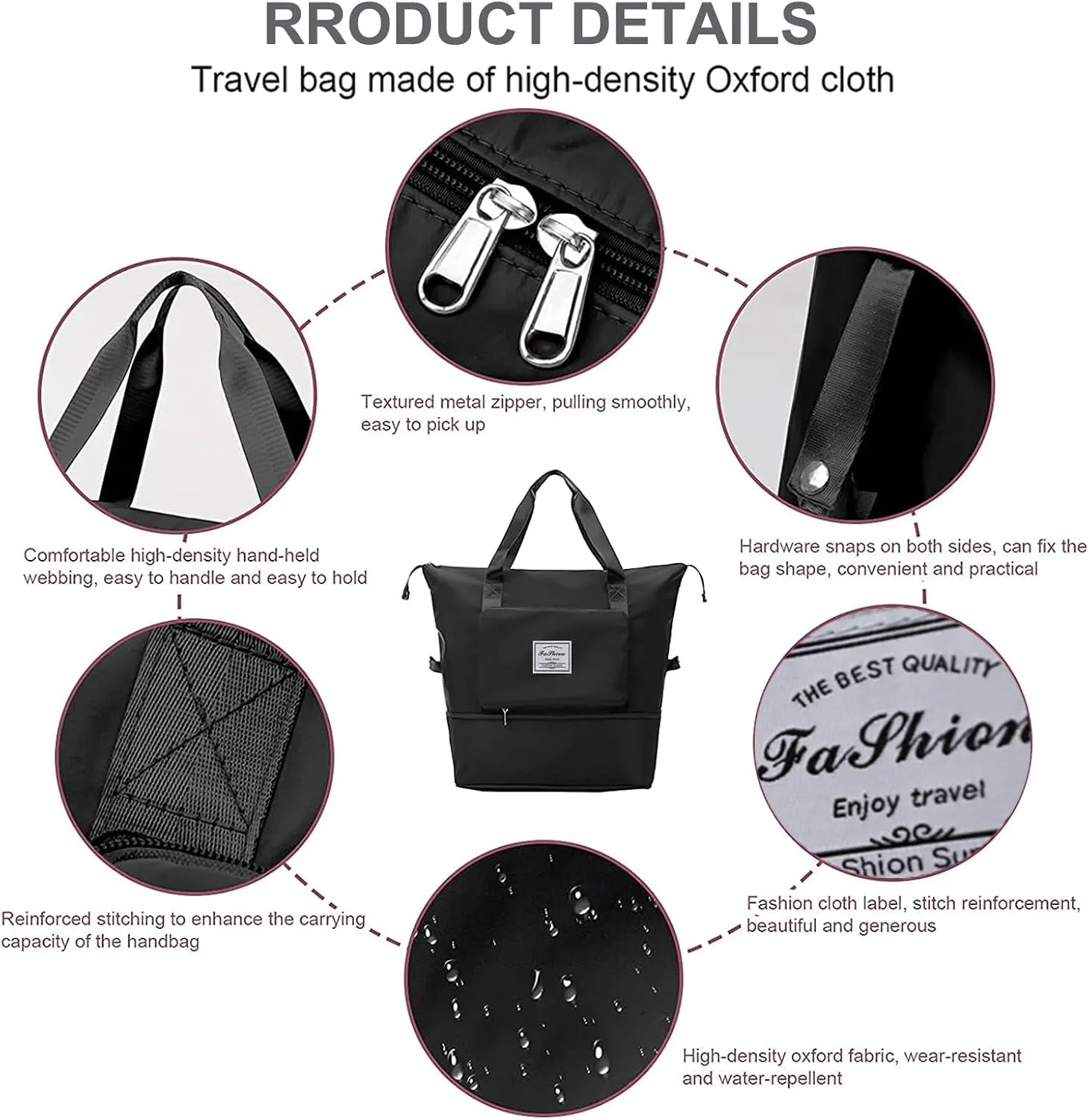 Large Capacity Travel Bag, Foldable Travel Bag, Expandable Travel Duffel Bag, Collapsible Waterproof Large Capacity Travel Handbag, Overnight Bag for Women and Man