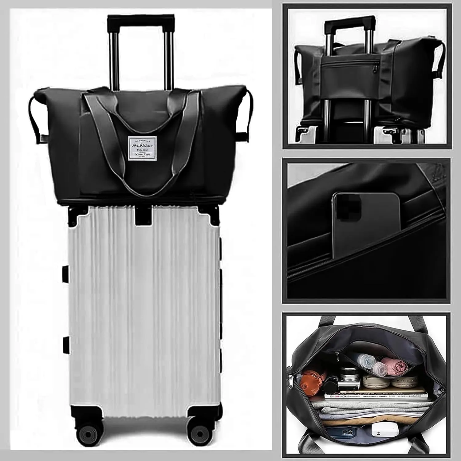 Large Capacity Travel Bag, Foldable Travel Bag, Expandable Travel Duffel Bag, Collapsible Waterproof Large Capacity Travel Handbag, Overnight Bag for Women and Man