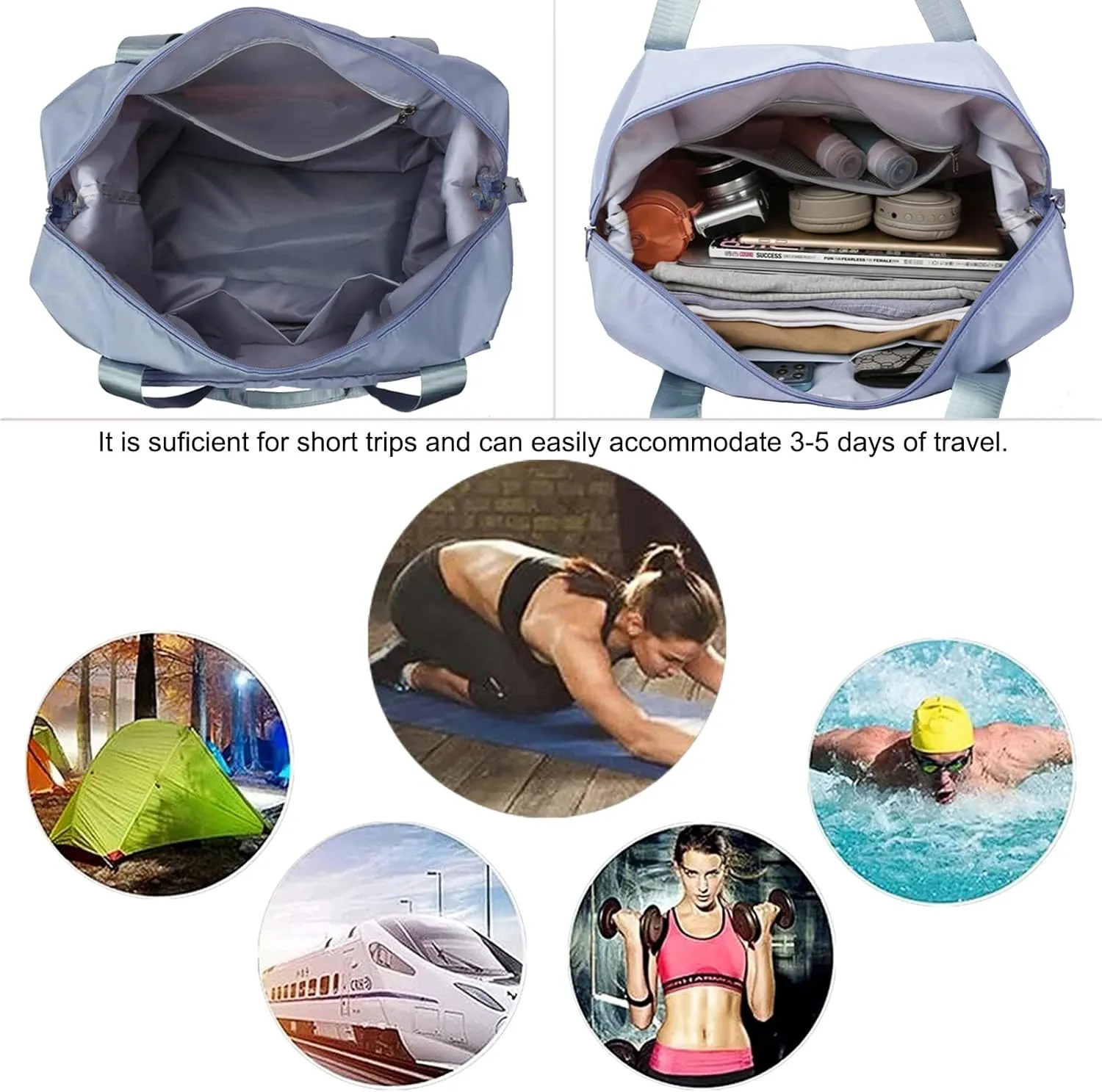 Large Capacity Travel Bag, Foldable Travel Bag, Expandable Travel Duffel Bag, Collapsible Waterproof Large Capacity Travel Handbag, Overnight Bag for Women and Man