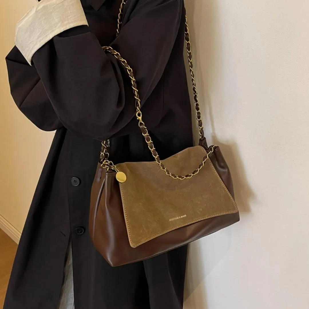 Large Capacity Underarm Briefcase for Women, Minimalist Chain Shoulder Bag, Chic & Practical for Commute