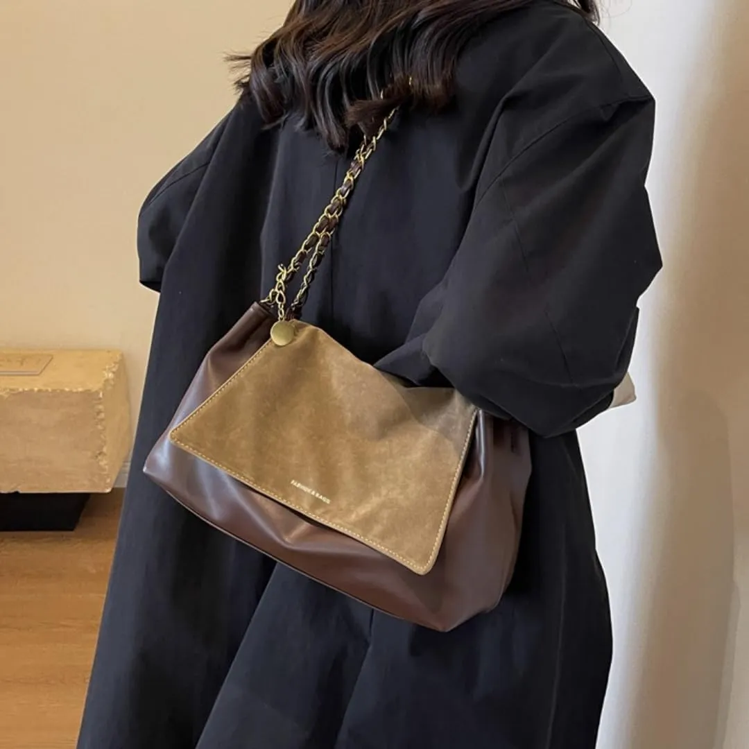 Large Capacity Underarm Briefcase for Women, Minimalist Chain Shoulder Bag, Chic & Practical for Commute