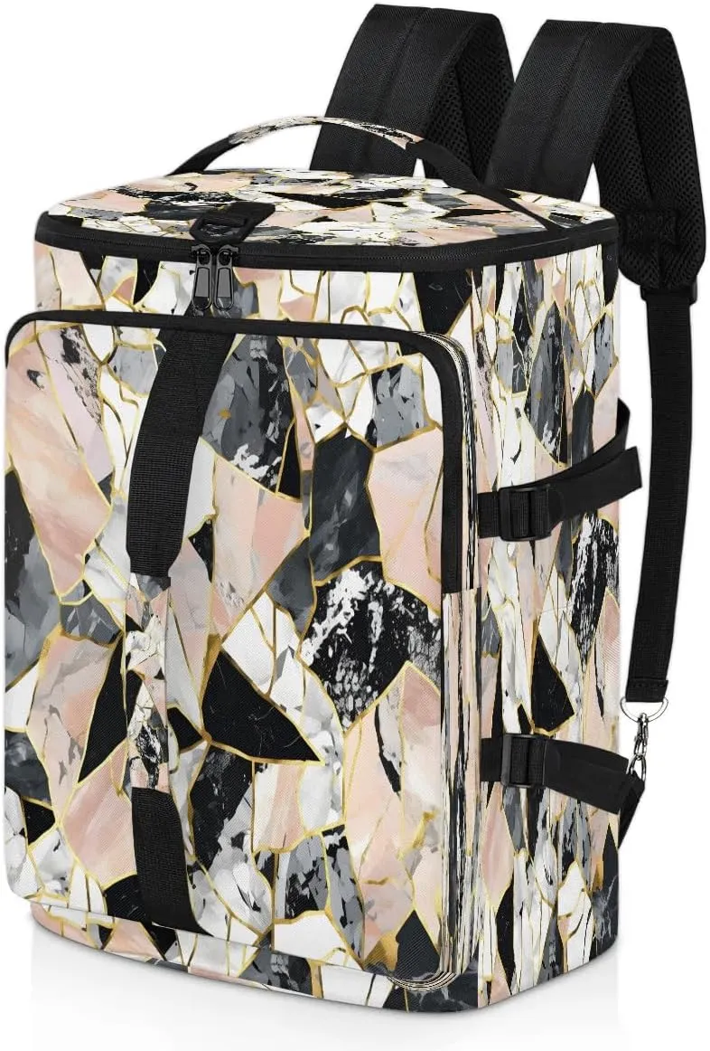 Large Carry on Backpack for Women Men Multi-function Gym Duffle Bag Beautiful Marble Printed Backpack Polyester Waterproof Duffel Bags