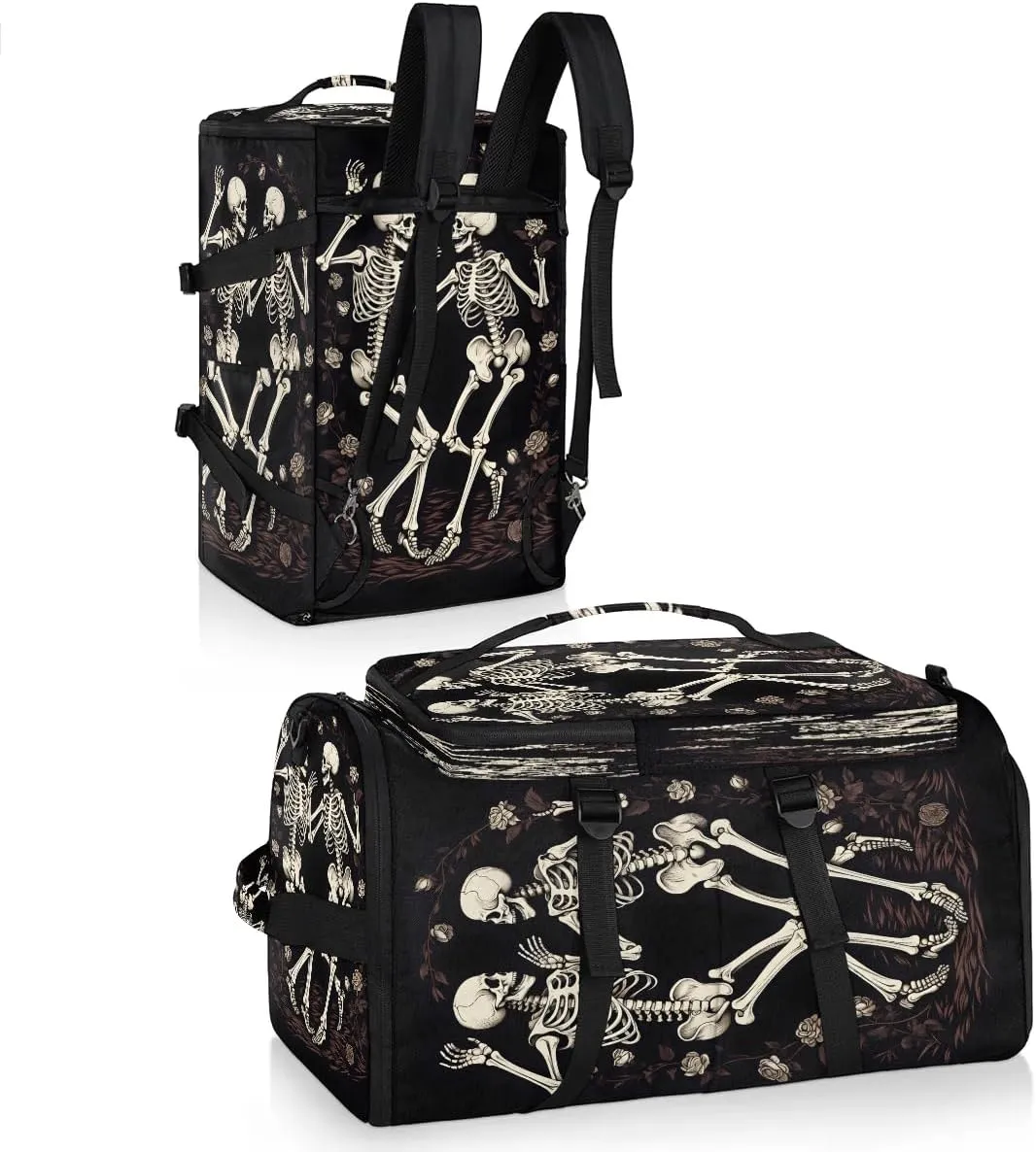 Large Carry on Backpack for Women Men Multi-function Gym Duffle Bag Skeletons Backpack Polyester Waterproof Duffel Bags