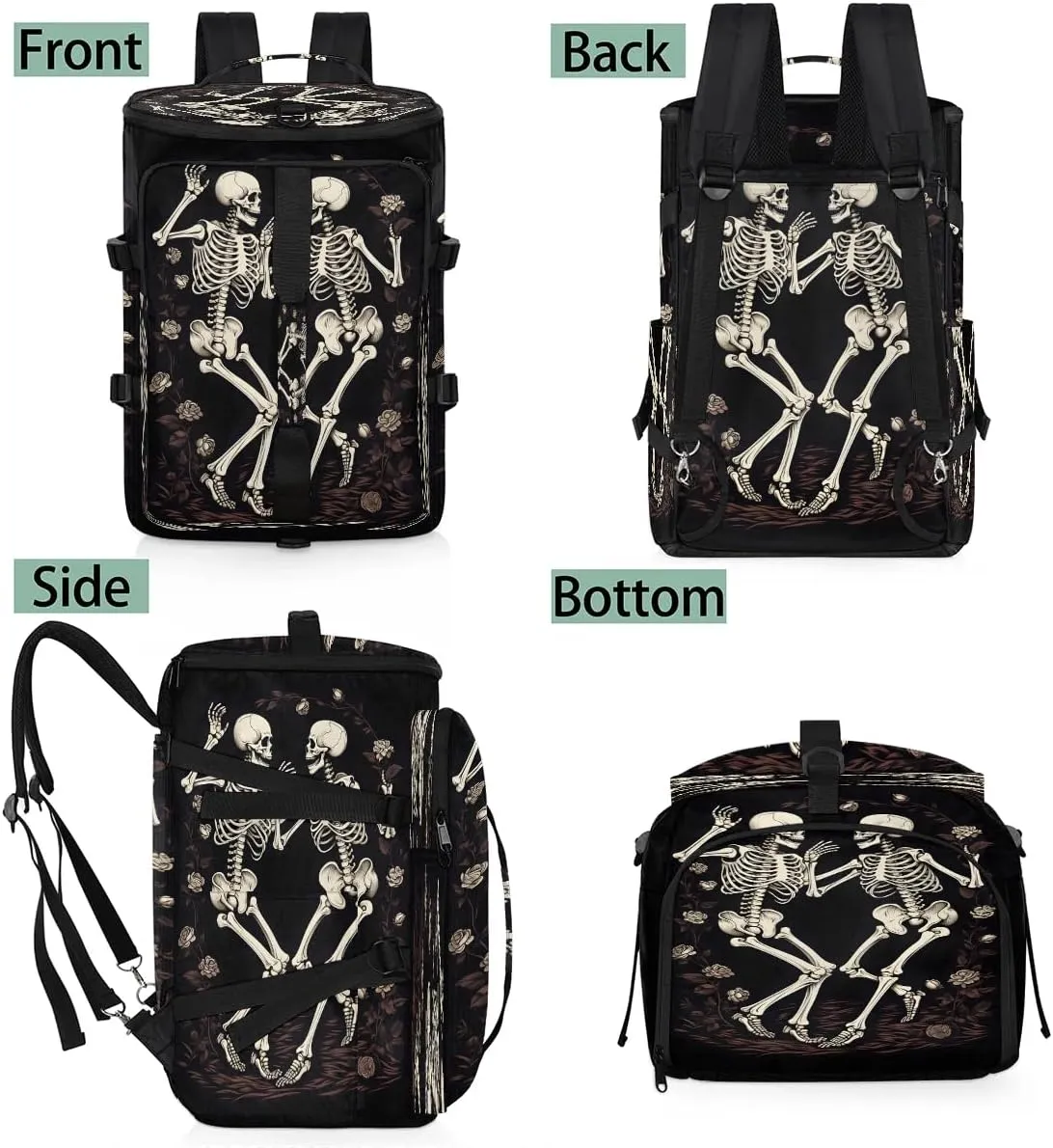 Large Carry on Backpack for Women Men Multi-function Gym Duffle Bag Skeletons Backpack Polyester Waterproof Duffel Bags
