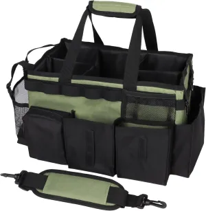 Large Cleaning Caddy Bag, Green, 5 Compartments, Shoulder Strap, Professional Cleaning Organizer