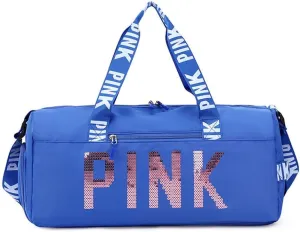 Large Duffle Bag For Women, Sports Duffel Bag for Gym with Wet Pocket & Shoe Compartment, Overnight Weekender Travel Bag (Blue)