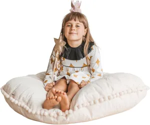 Large Kids Floor Pillow - Ultra-Fluffy Bean Bag Chair with Filler Included & Washable Cover - Cute Floor Lounger, Reading Cushion for Toddlers & Teens - 100% Certified Cotton - 40” Wide!