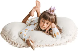 Large Kids Floor Pillow - Ultra-Fluffy Bean Bag Chair with Filler Included & Washable Cover - Cute Floor Lounger, Reading Cushion for Toddlers & Teens - 100% Certified Cotton - 40” Wide!