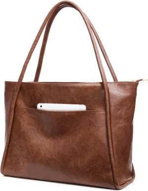 Large Tote Bag for Women Work with Zipper 16L Vegan Leather Ladies Travel Purses and Handbags