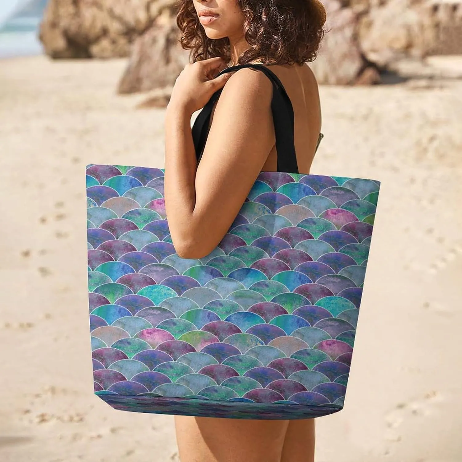 Large Tote Top Handle Bag, Shopping Handbag Big Polyester Shoulder Hand Bags