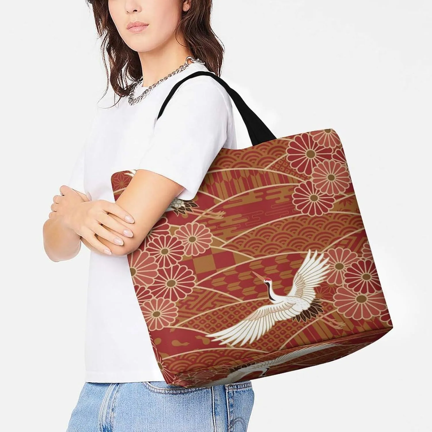 Large Tote Top Handle Bag, Shopping Handbag Big Polyester Shoulder Hand Bags