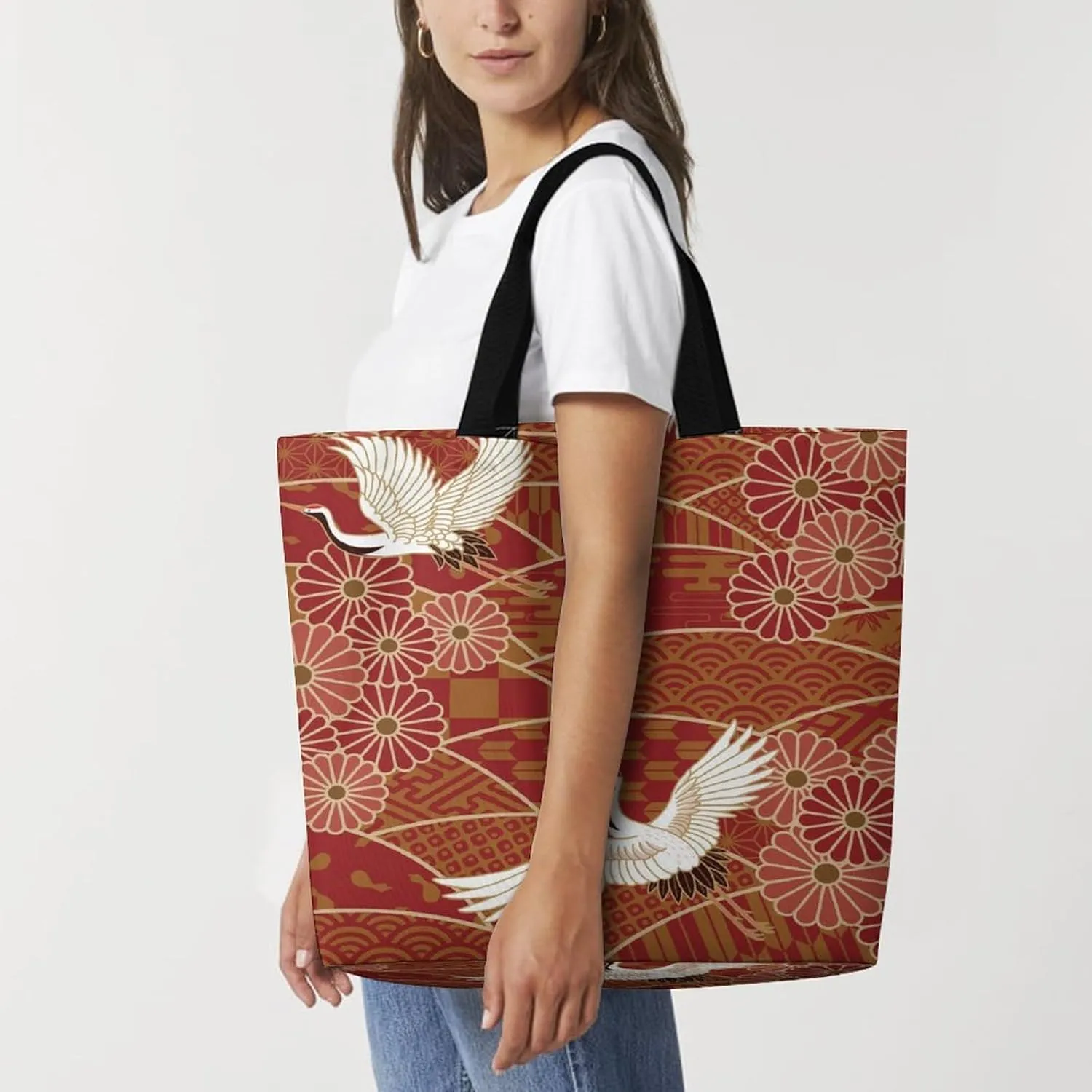 Large Tote Top Handle Bag, Shopping Handbag Big Polyester Shoulder Hand Bags
