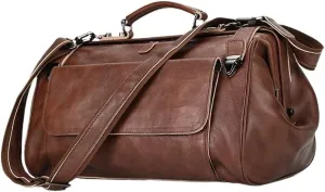 Large Travel Duffel Bag Waterproof Weekender Bag for Weekend Trips Genuine Leather Oversized Carryon Duffle
