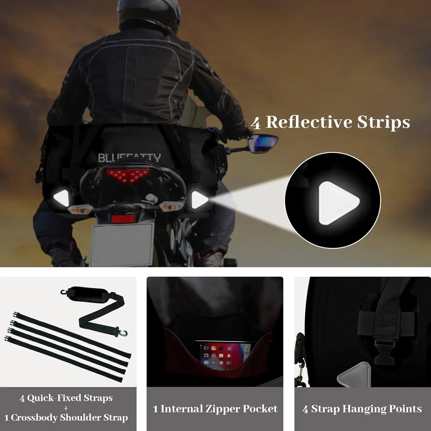 Large Waterproof Duffel Bag Roll-top Heavy Duty Dry Duffle Bags for Motorcycling, Rafting, Boating, SUP, Kayaking, Travel, 70L(Black)