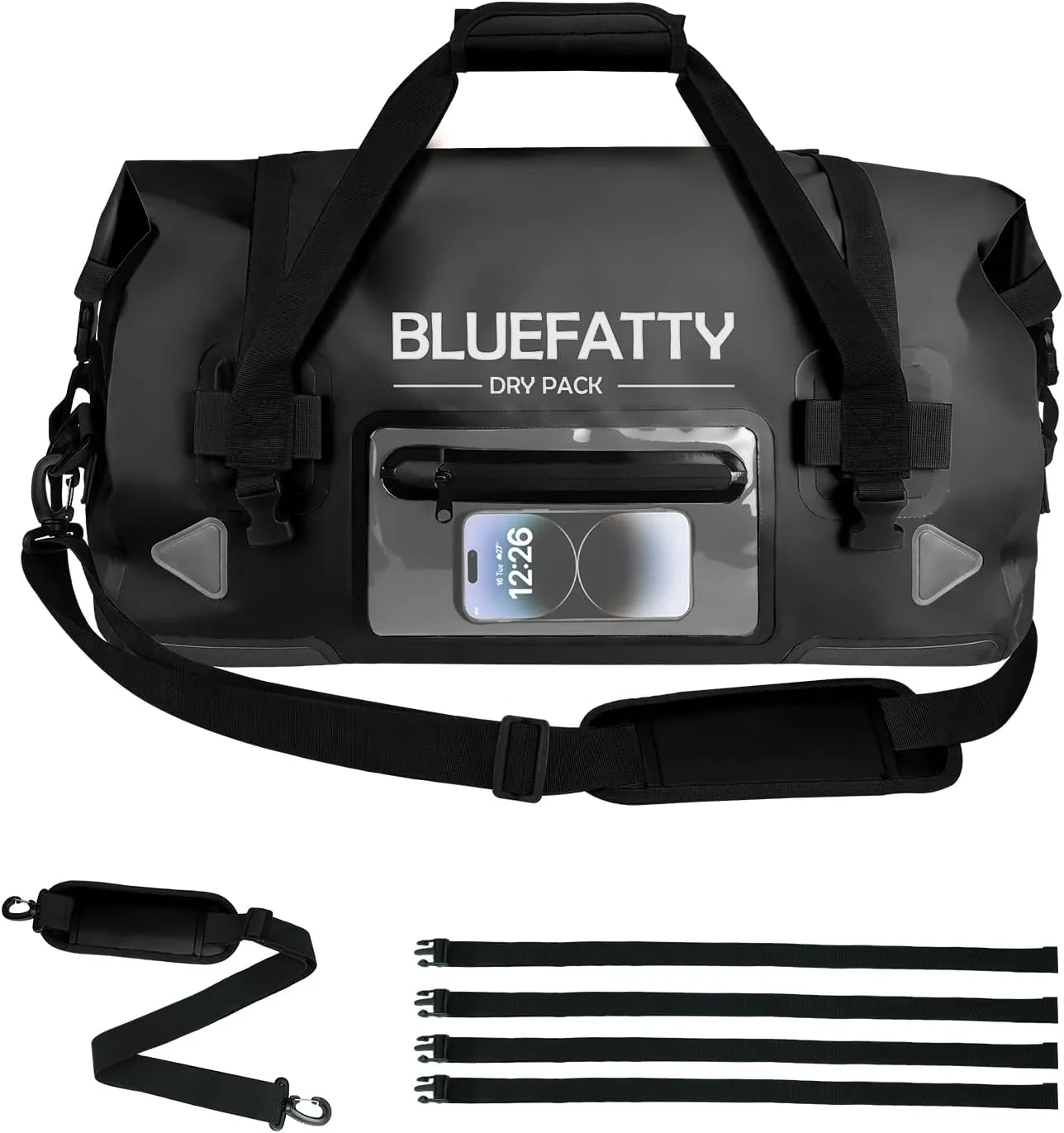 Large Waterproof Duffel Bag Roll-top Heavy Duty Dry Duffle Bags for Motorcycling, Rafting, Boating, SUP, Kayaking, Travel, 70L(Black)