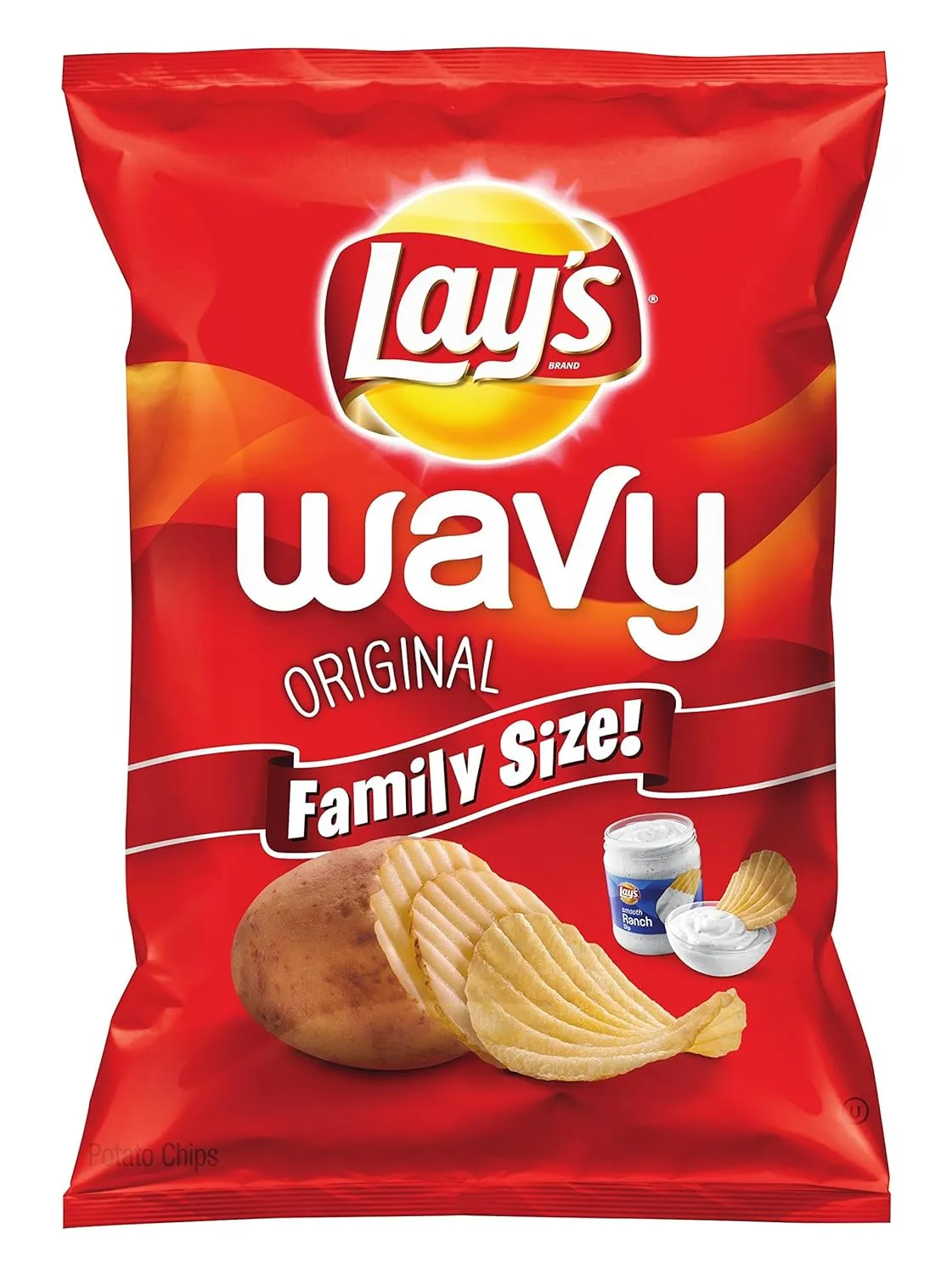 Lay's Wavy Potato Chips, Original, 42 Ounce (Pack of 4)