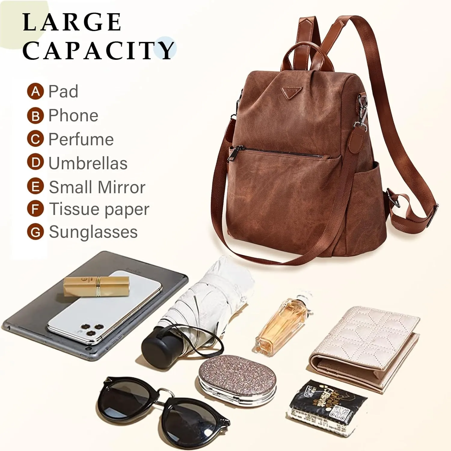 Leathario Women Backpack Purse Anti-Theft Vegan Leather Small Casual Daypack Shoulder Mini Bookbag for College Travel Work