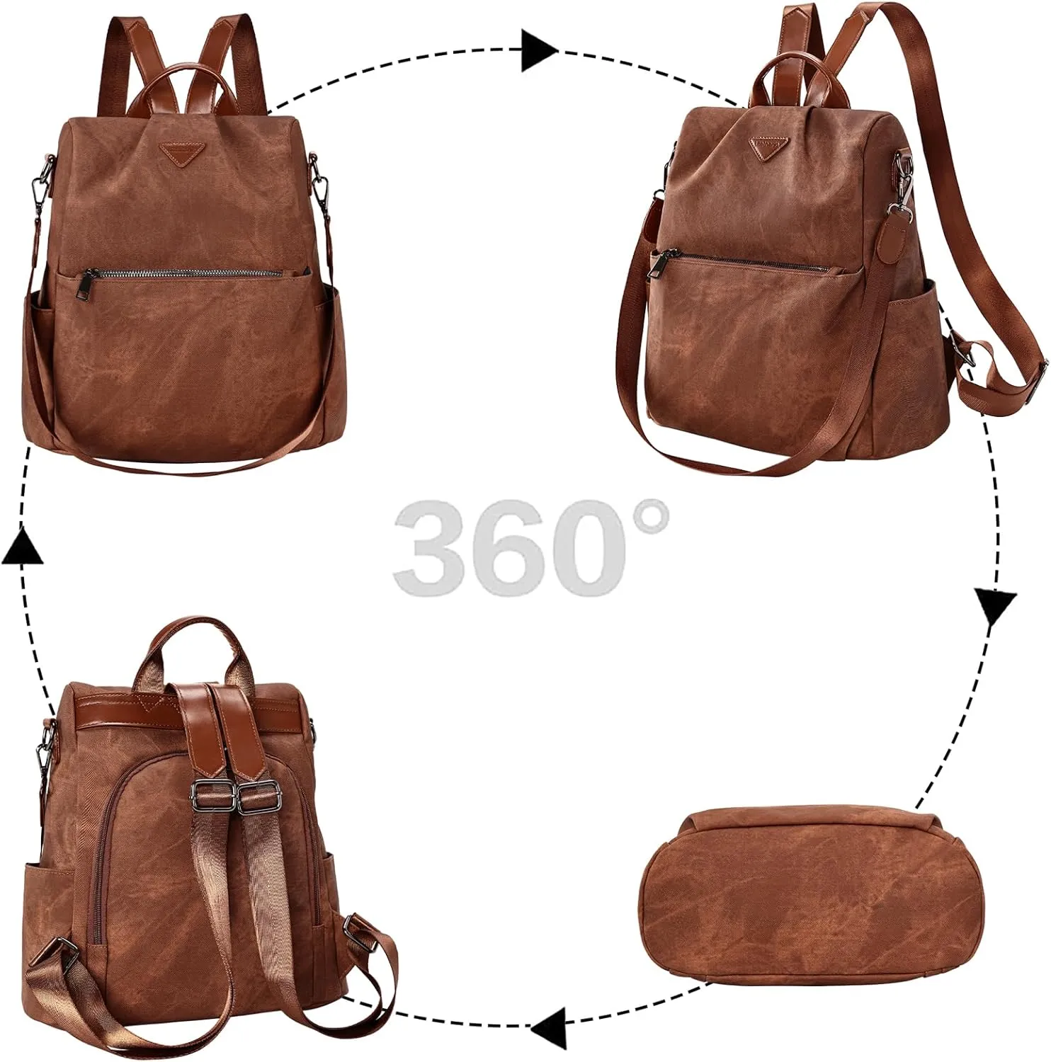 Leathario Women Backpack Purse Anti-Theft Vegan Leather Small Casual Daypack Shoulder Mini Bookbag for College Travel Work