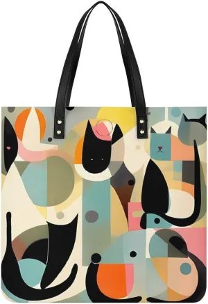 Leather Handbag for Women Tote Bag with Magnetic Buckle A Full Pizza Crossbody Bag Shoulder Bags