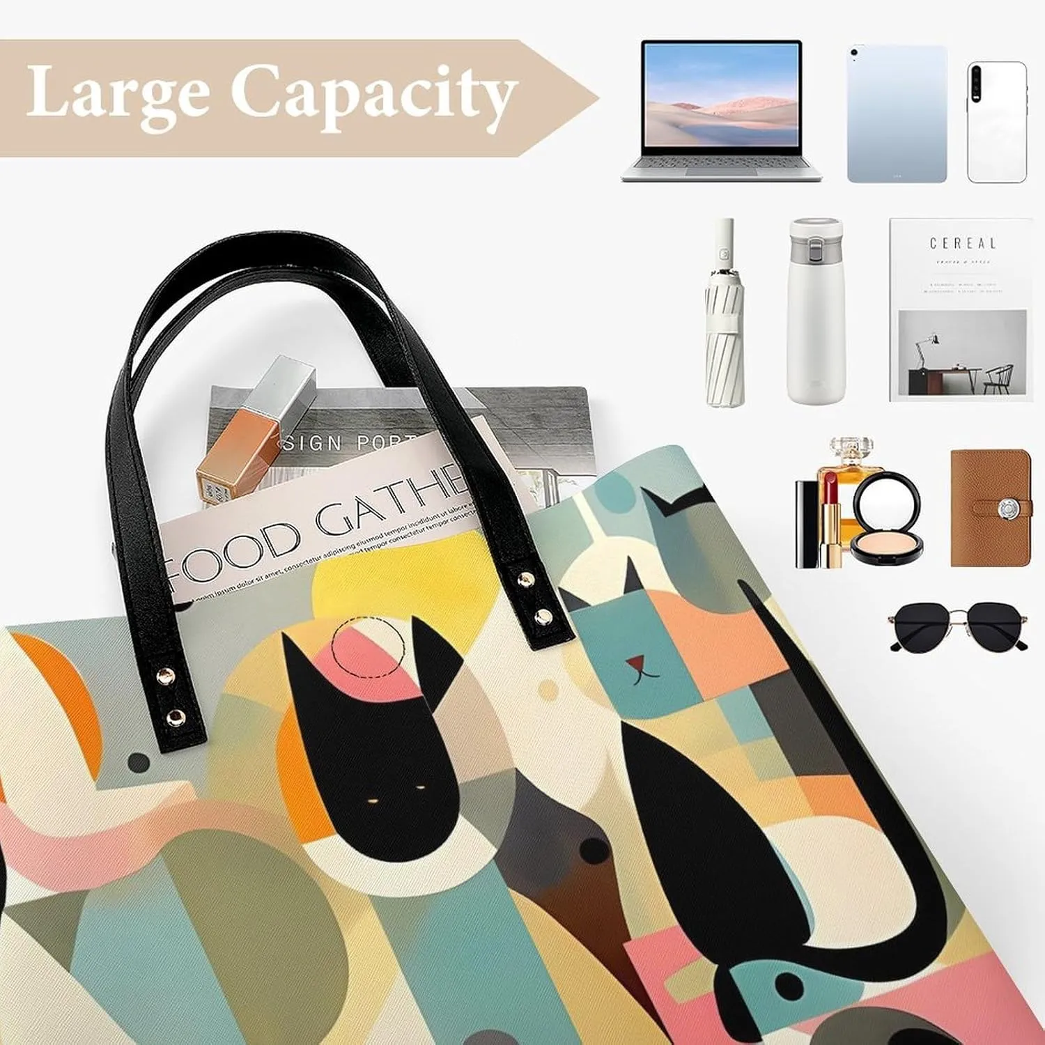 Leather Handbag for Women Tote Bag with Magnetic Buckle A Full Pizza Crossbody Bag Shoulder Bags